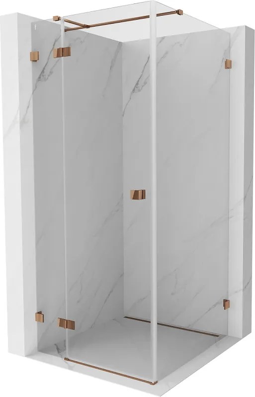 Mexen Lunar T, sklápací sprchový kút ľavý 110 x 110 cm, 8mm číre sklo, profil ružové zlato, 834T-110-110-60-00-L