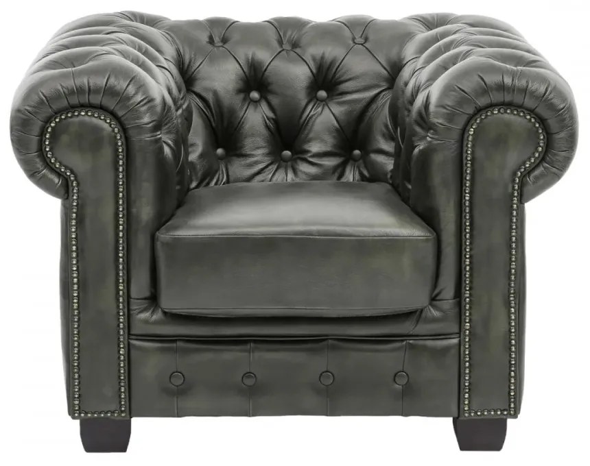 furniture-nabytek.cz - Masívna sedacia súprava Chesterfield z pravej kože, zelená