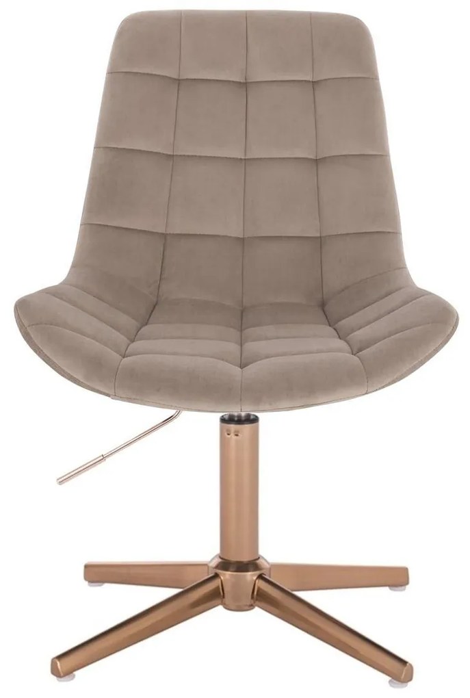 LuxuryForm DESIGN Stolička PARIS VELUR na zlatom kríži - latte