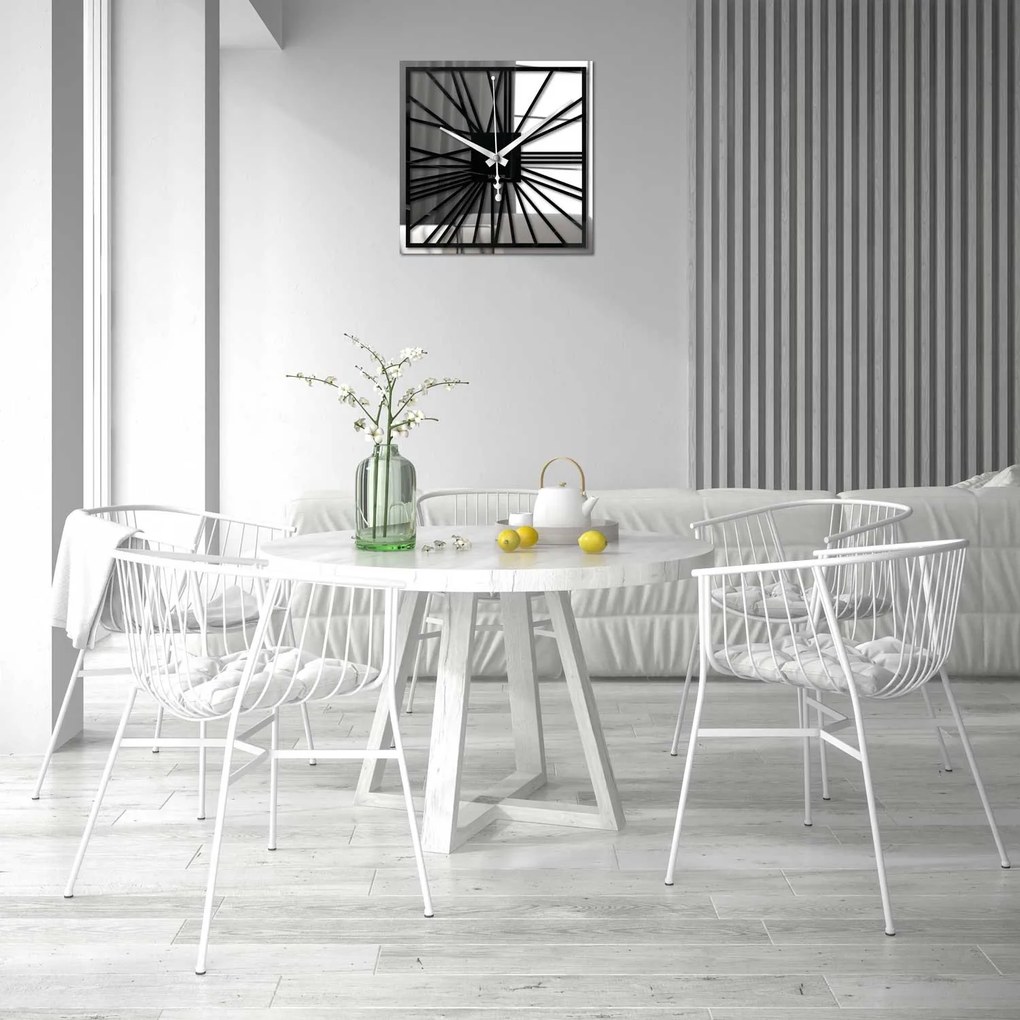 Zrkadlové nástenné hodiny z plexiskla - Dvojvrstvové: Strieborné ručičky Biela Biela 30 cm 4241-71664 X0112