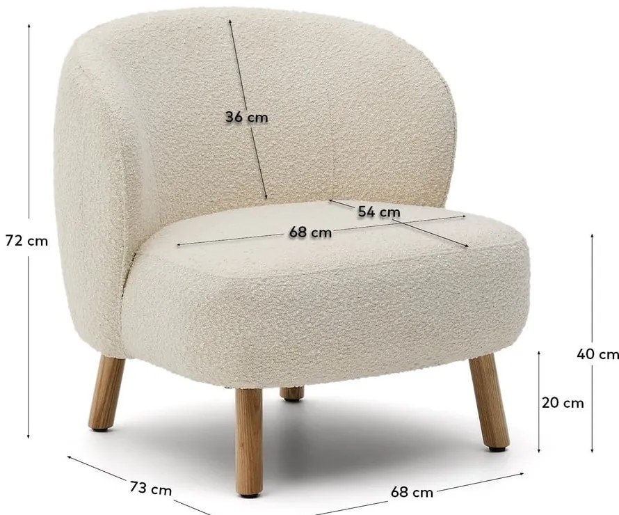 Krémové kreslo z textílie buklé Ulit – Kave Home