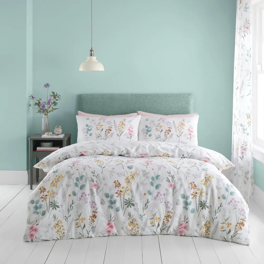 Biele obliečky na dvojlôžko 200x200 cm Emilia Floral – Catherine Lansfield