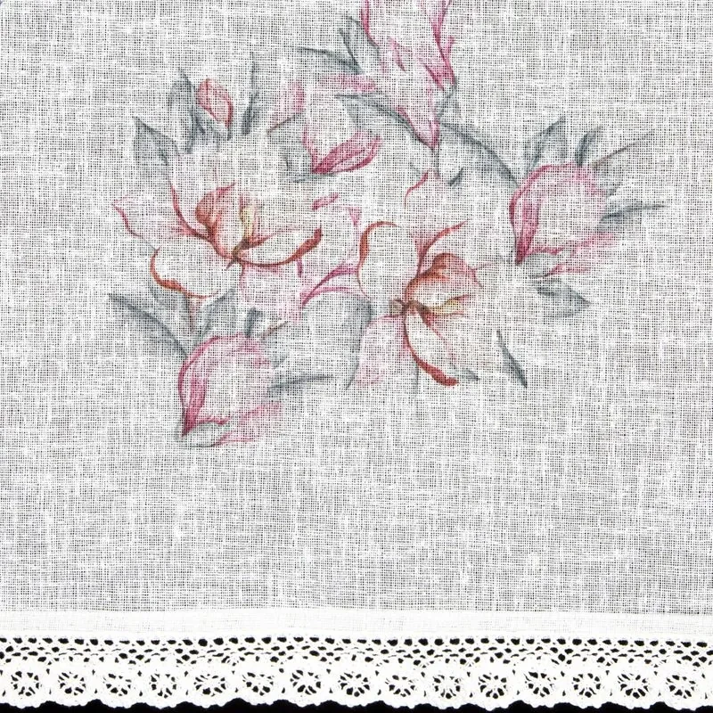 EUROFIRANY Záclona zdobená čipkou 150 cm x 60 cm ružová 100 % polyester