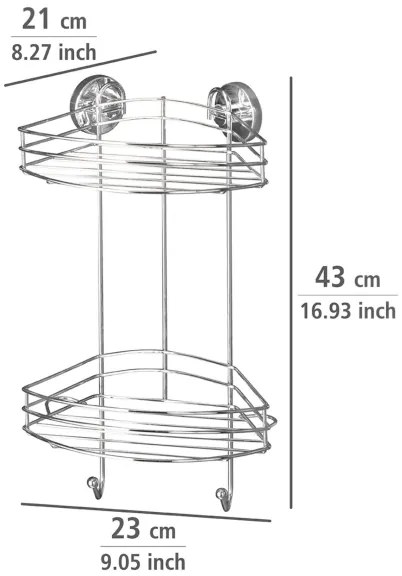 WENKO 20885100-Rohová polica VACUUM-LOC RUND STAH 24,5x41 cm lesklý chróm