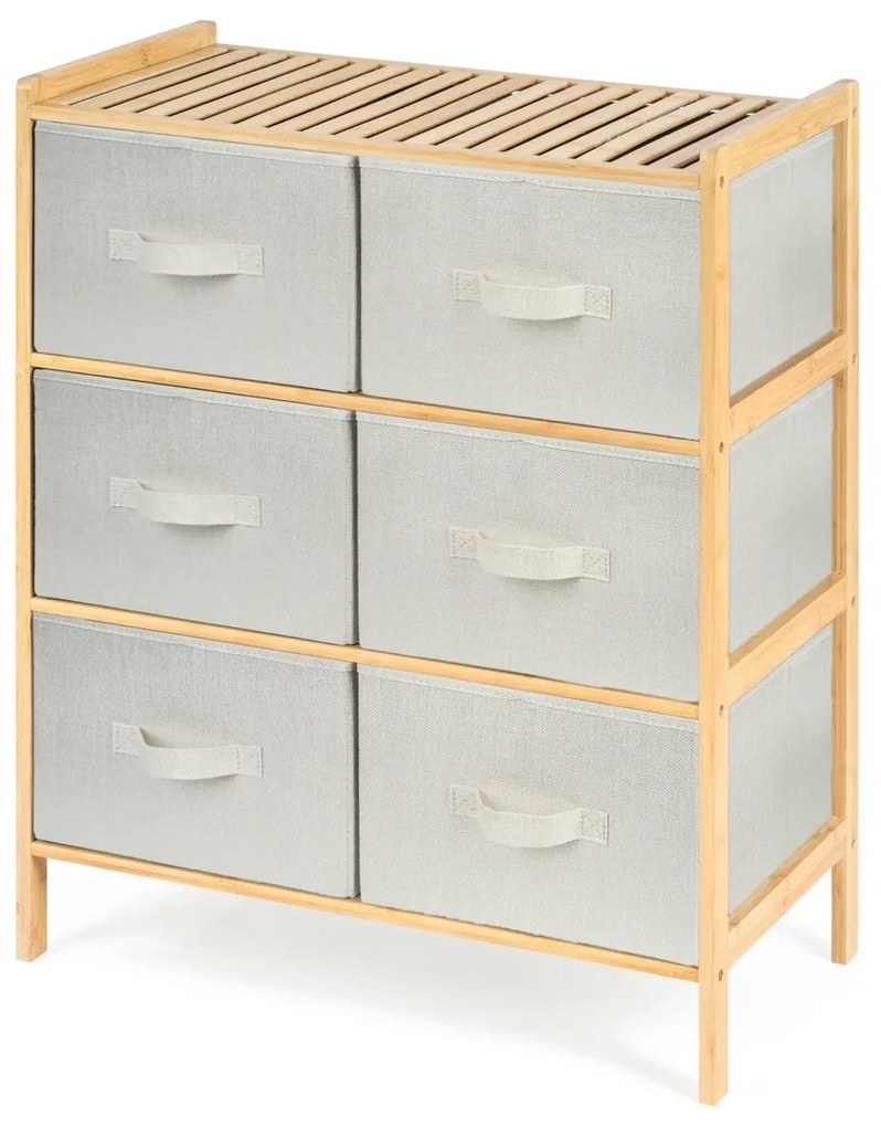 G21 Bambusová polica s košíkmi, 3 police, béžová, 3 poschodia