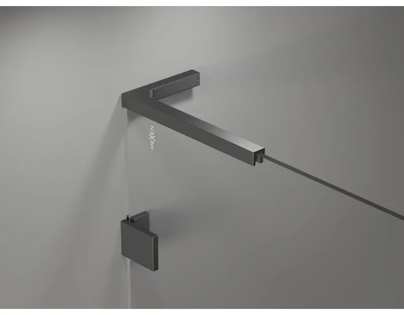 Mexen Lunar-B, L Otočné pravé sprchové dvere 145 cm, 8mm číre sklo, grafitový profil, 832SL-145-050-95-00-P