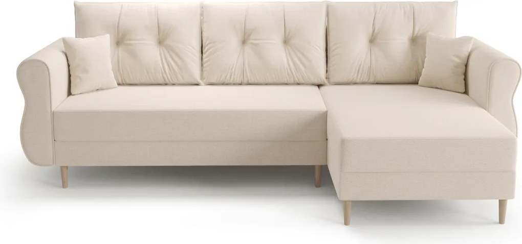 Rozkladacia obojstranná sedacia súprava do L SILVIANO 230x140 cm, krémová