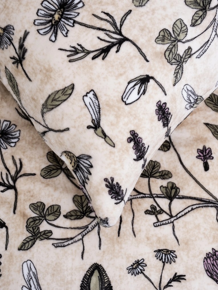 Obliečka na vankúšik mikroplyš Exclusive 40 × 40 cm - Herbár béžový