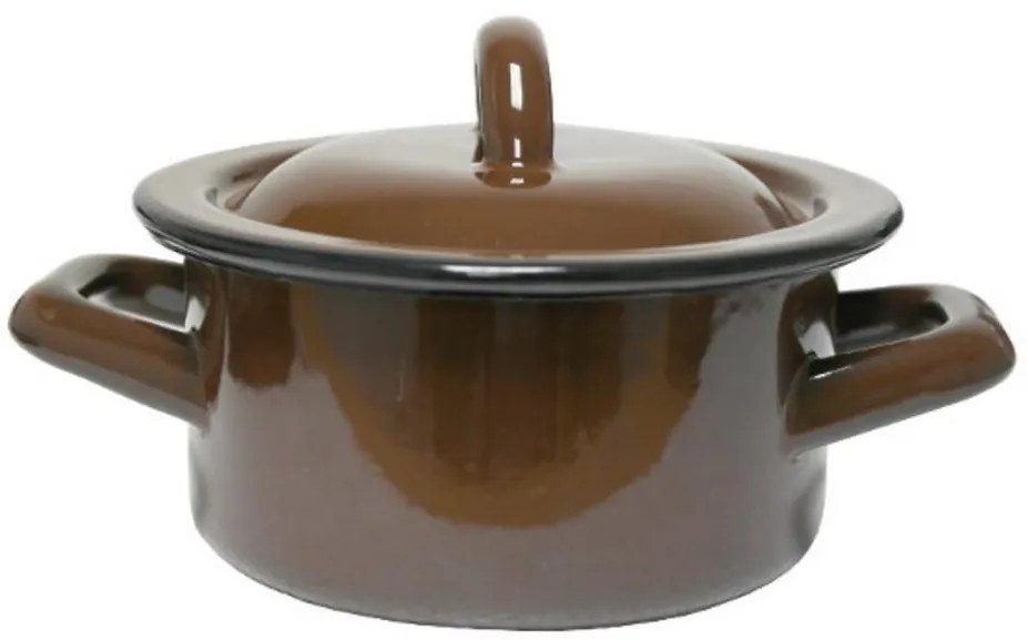 Kastról smalt + pokr. 12cm/0,5L bez dekoru, tmavo hnedý KLC