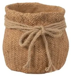 Cementový hnedý kvetináč S imitácia juty S - 17*17*16,5 cm