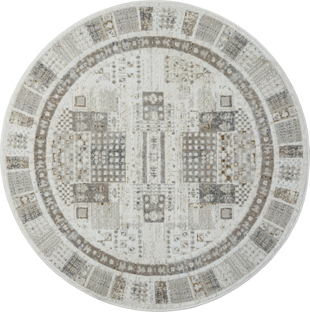 Kusový koberec My Kashkuly CA60046 creme kruh, 120x120 (priemer) kruh, šedá, chodba / predsieň, My Flair