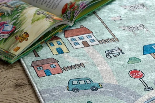 Detský koberec protišmykový BAMBINO 61530 zelený / sivý