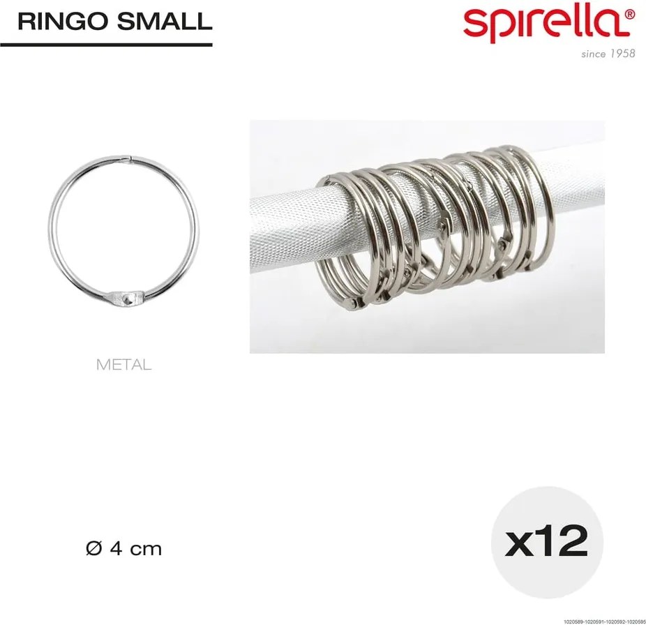 Matne čierne krúžky k sprchovému závesu v súprave 12 ks Ringo Small – Spirella