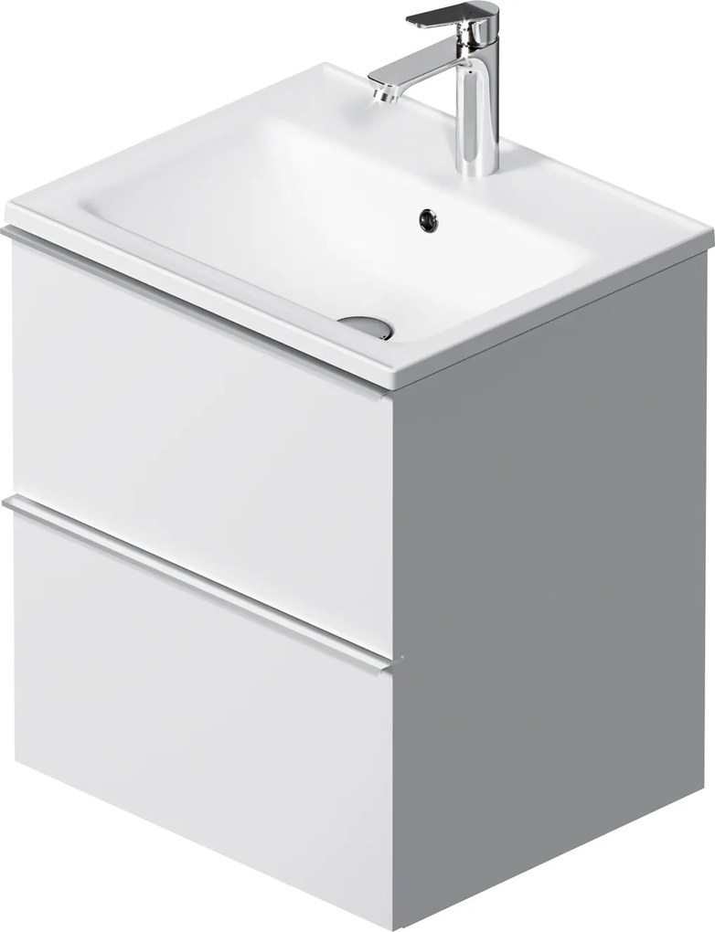 Skrinka s umývadlom 55 AM.PM Hit MTAFHX0552WG závesná, 2 zásuvky, lesklá biela