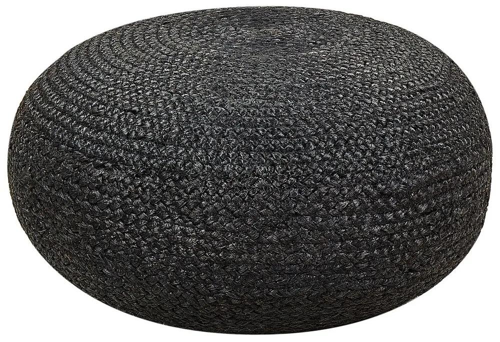 Jutová taburetka ⌀ 50 cm čierna TIFELT Beliani