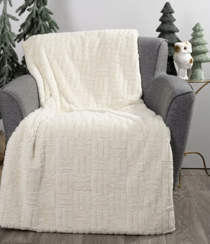 VIANOČNÁ DEKA BLINK3 150X200 CM KRÉMOVÁ