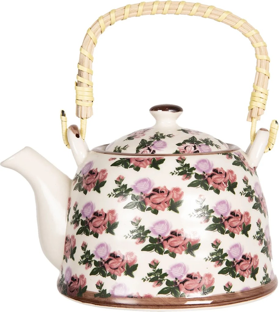 Porcelánová kanvica na čaj s motívom ruží - 18*14*12 cm / 0,8L
