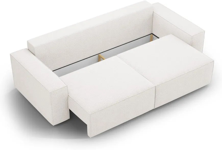 Biela rozkladacia pohovka z textílie bouclé 247 cm Jodie – Micadoni Home