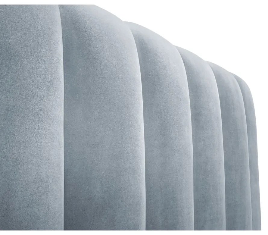 Svetlomodrá čalúnená dvojlôžková posteľ s úložným priestorom s roštom 180x200 cm Kelp – Micadoni Home