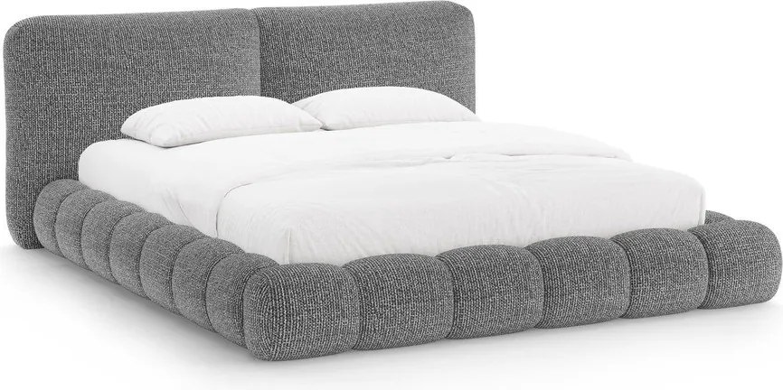 Tmavosivá čalúnená dvojlôžková posteľ s úložným priestorom s roštom 160x200 cm Solange – Micadoni