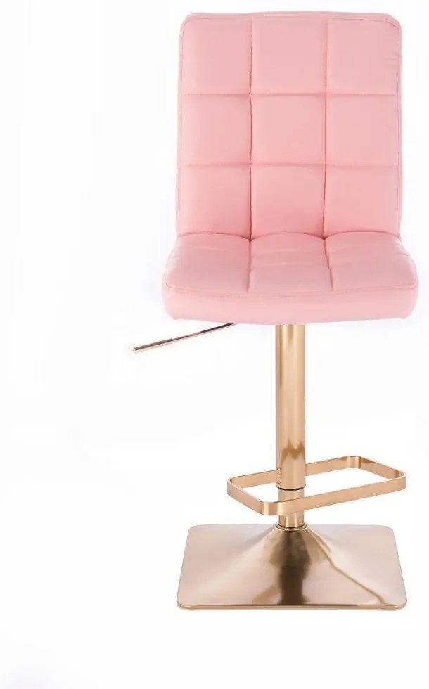 LuxuryForm DESIGN Barová stolička TOLEDO na zlatej hranatej podstave - ružová
