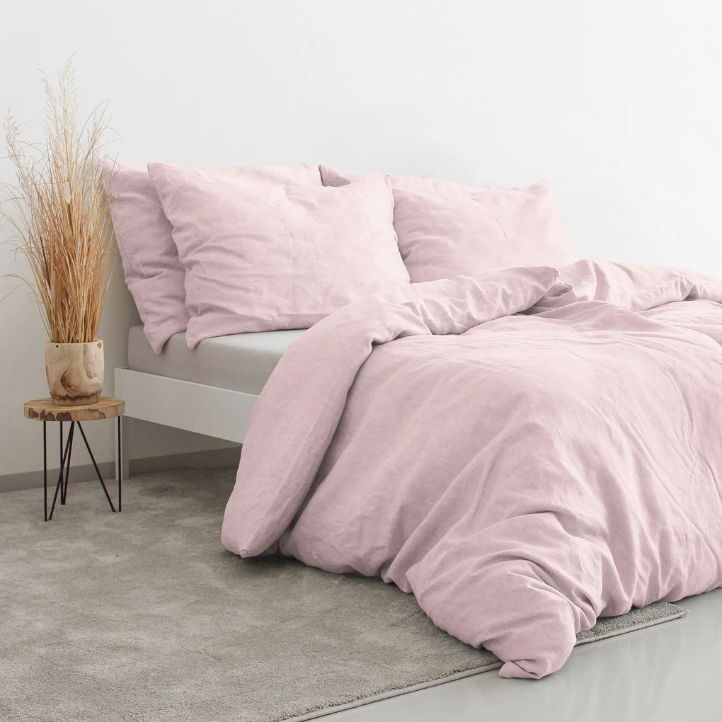 Goldea posteľné obliečky z ľanovej zmesi - púdrovo ružové 140 x 200 a 70 x 90 cm