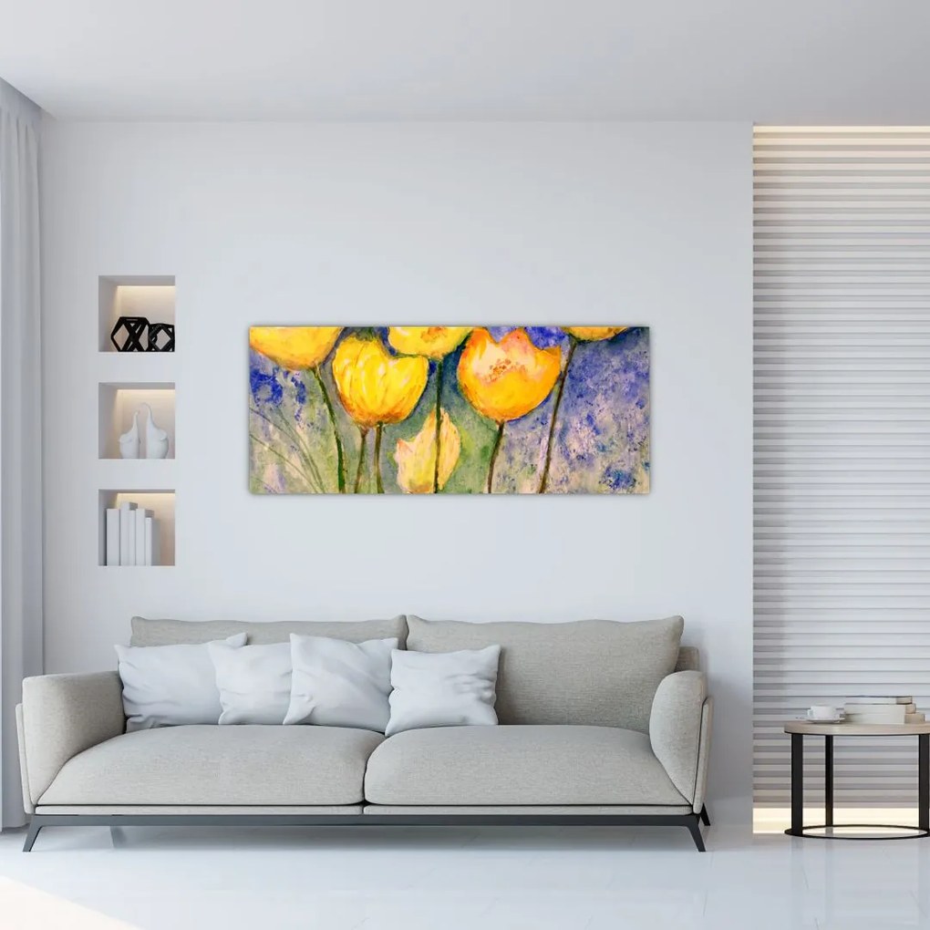 Obraz - Žlté tulipány (120x50 cm)