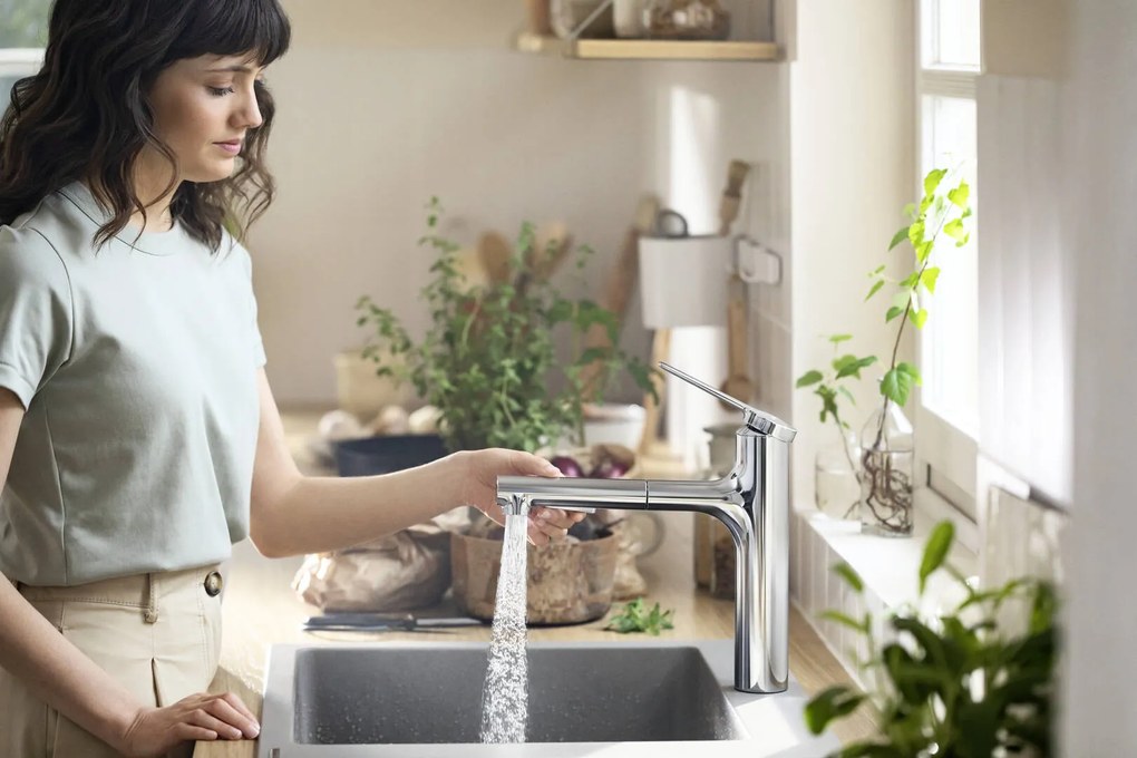 Hansgrohe Zesis M33, drezová batéria 160, s výsuvnou spŕškou, sBox lite, chrómová, HAN-74804000