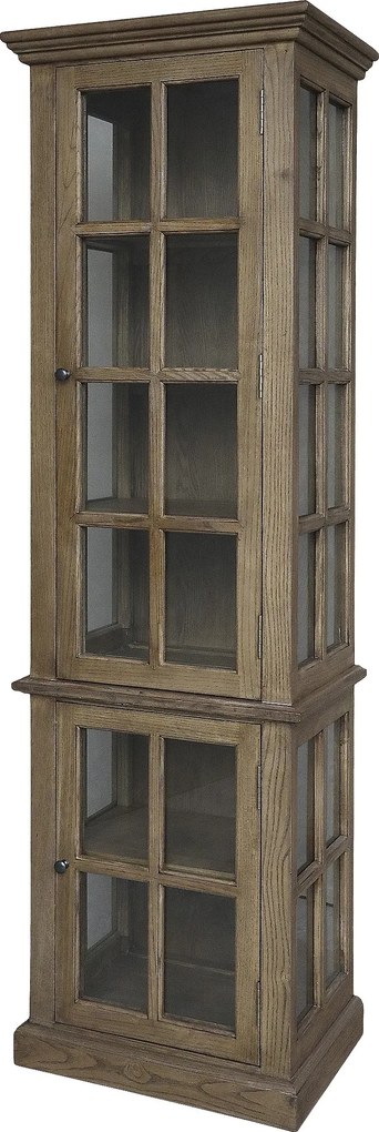 Prirodna antik drevená skriňa / vitrína s policami Frances - 60*40*196cm