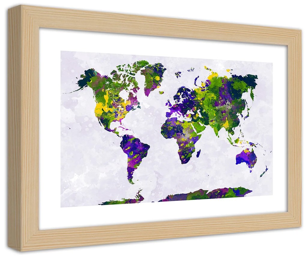 Gario Plagát Maľovaná mapa sveta Farba rámu: Bez rámu, Rozmery: 30 x 20 cm