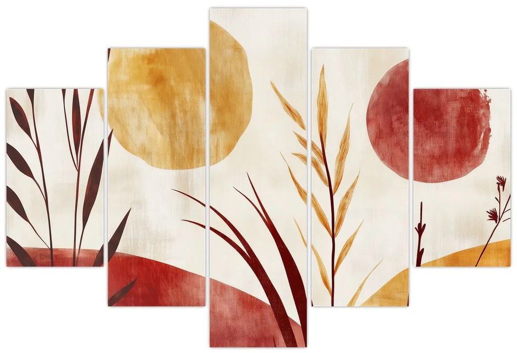 Obraz - Rastliny a kruhy (150x105 cm)