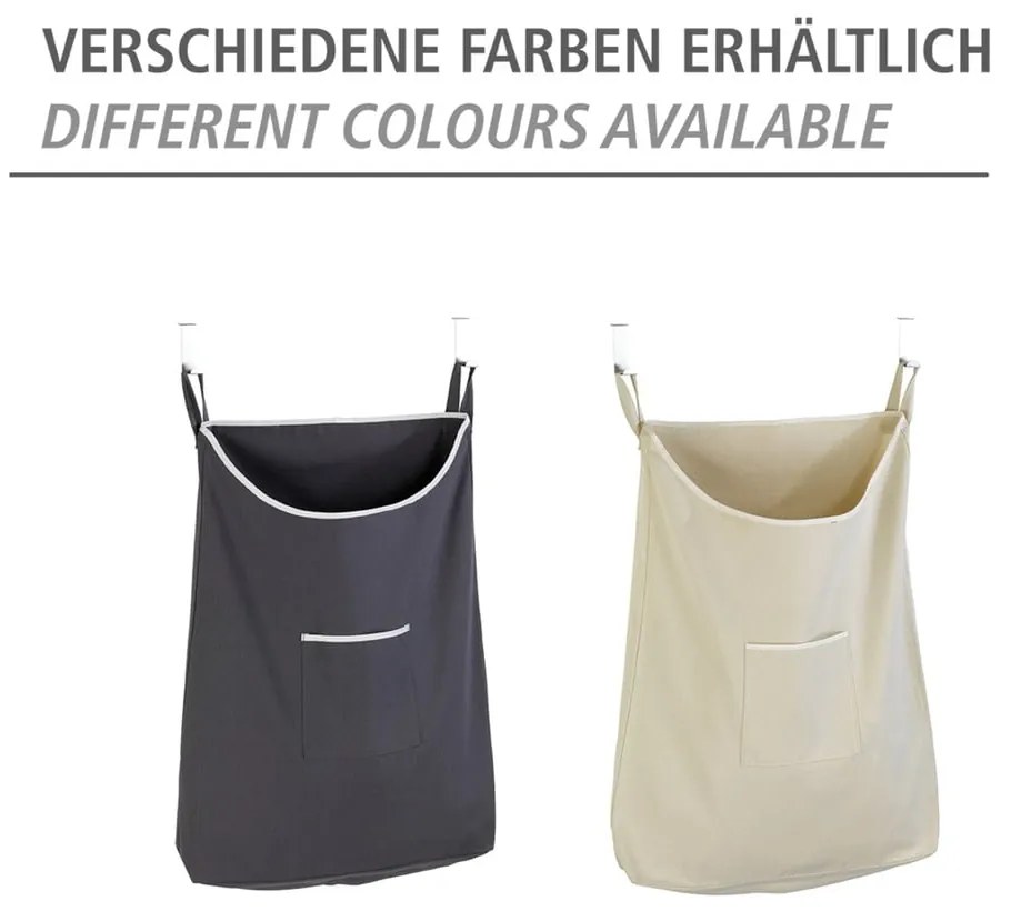 Sivý závesný kôš na bielizeň Wenko Door Laundry, 65 l