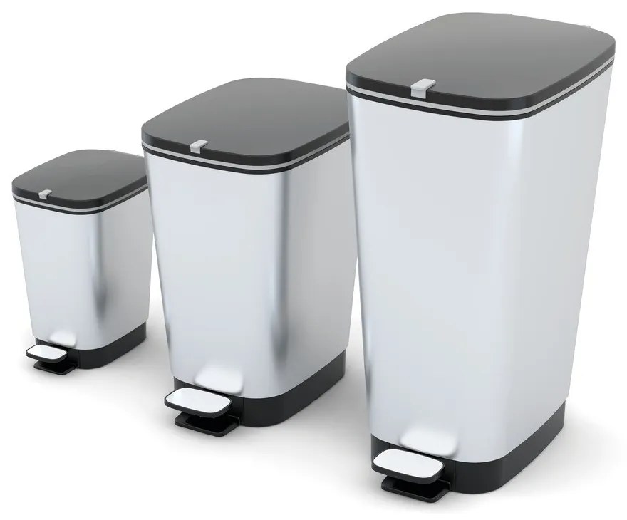 Pedálový plastový odpadkový kôš v striebornej farbe 45 l Chic Bin – KIS