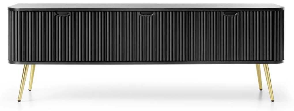 TV STOLIK BELLISSA ČIERNY + ZLATÉ NOŽIČKY 168 cm