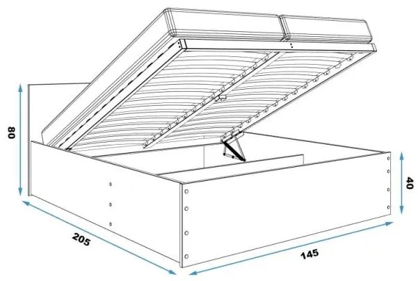 Široká posteľ (výklopná) PANAMAX 140x200cm GRAFIT