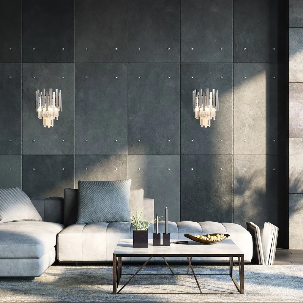 Nástenné svietidlo Aspen, 1x krištáľové/chrómové kovové tienidlo