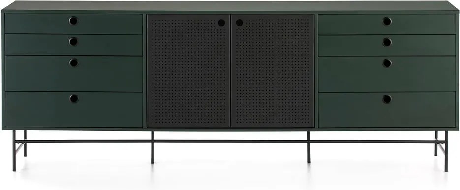 Čierno-zelená komoda Teulat Punto, šírka 212 cm