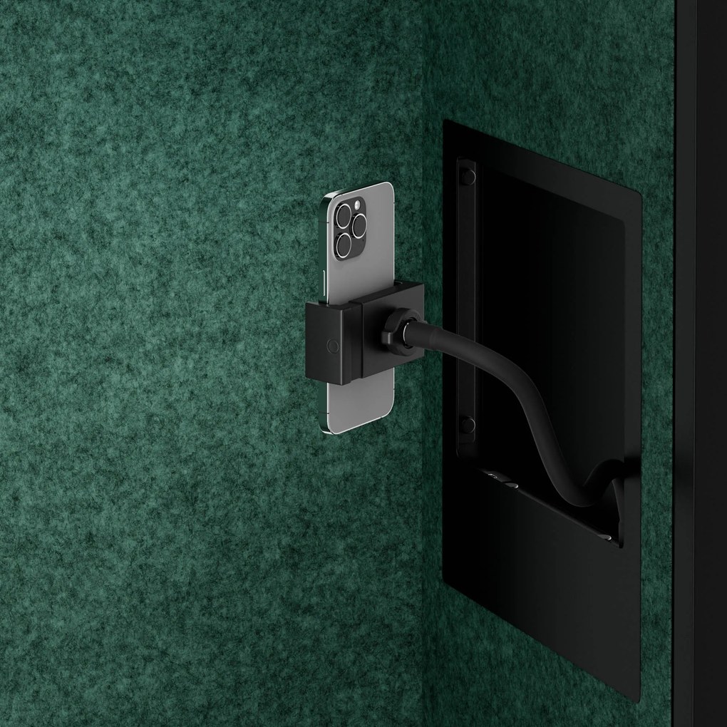 Akustická kabína SALLY MentalBox 1150 mm – čierny korpus, zelené sedadlo