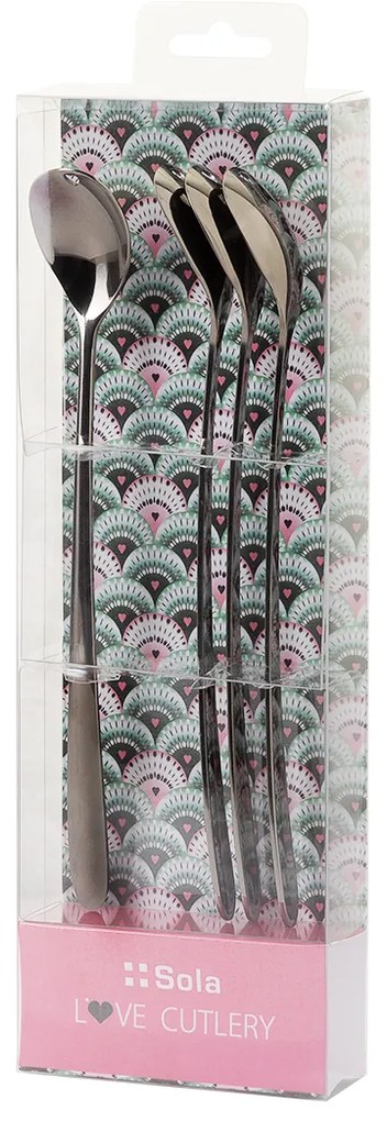Latté lyžičky so srdiečkom sivé 4 ks set – Love Cutlery - 116627