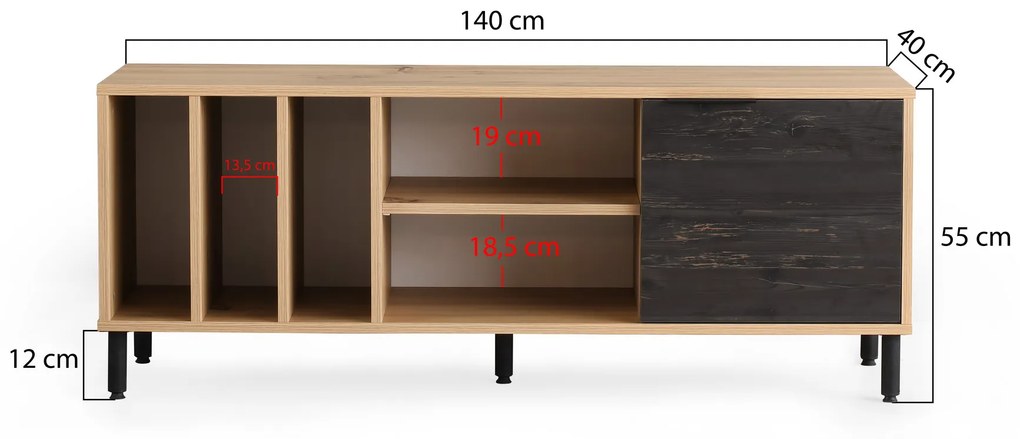 TV stolík/skrinka Cesar (Dub + Tmavohnedá). Vlastná spoľahlivá doprava až k Vám domov. 1072655