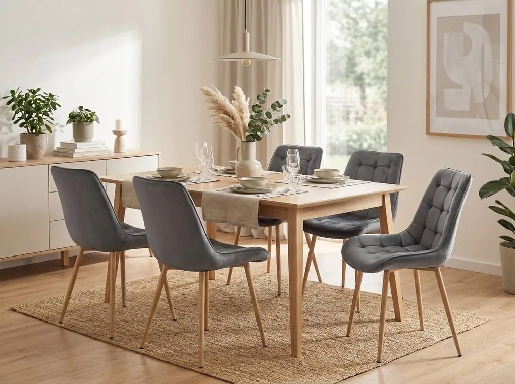 Sivá zamatová stolička BERA