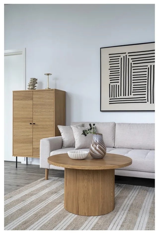 Okrúhly konferenčný stolík v dekore topoľa v prírodnej farbe ø 80 cm Boavista – House Nordic