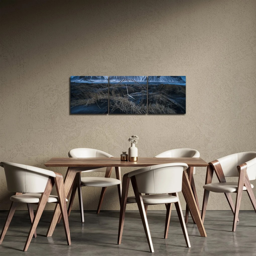Obraz výhľadu na Islandskej vrcholky (s hodinami) (90x30 cm)