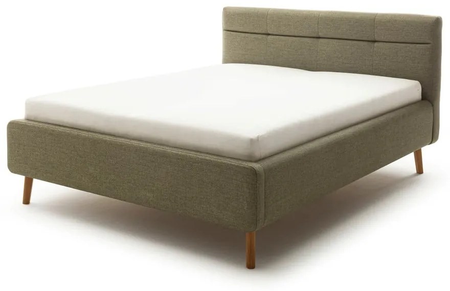 Zelená čalúnená dvojlôžková posteľ s úložným priestorom s roštom 180x200 cm Lotte - Meise Möbel