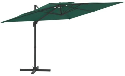 vidaXL Dvojitý konzolový slnečník zelený 400x300 cm-