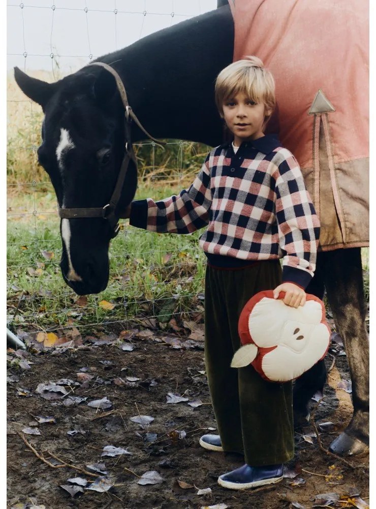 Bavlnený detský vankúšik ø 30 cm Apple – Lorena Canals