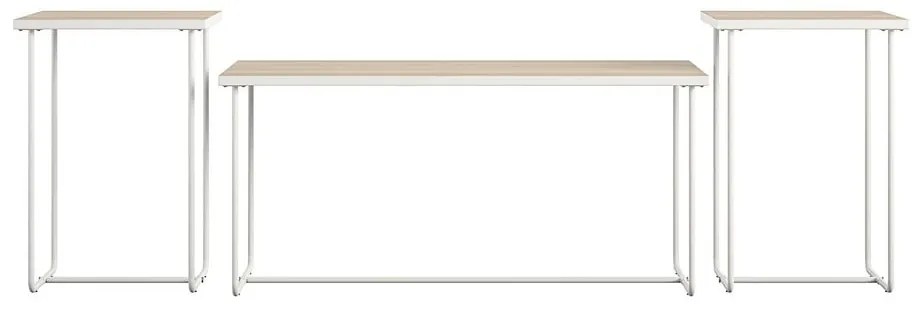 Biele/v prírodnej farbe konzolové stolíky v súprave 3 ks s doskou v dekore jaseňového dreva 50x100 cm Dante – Støraa