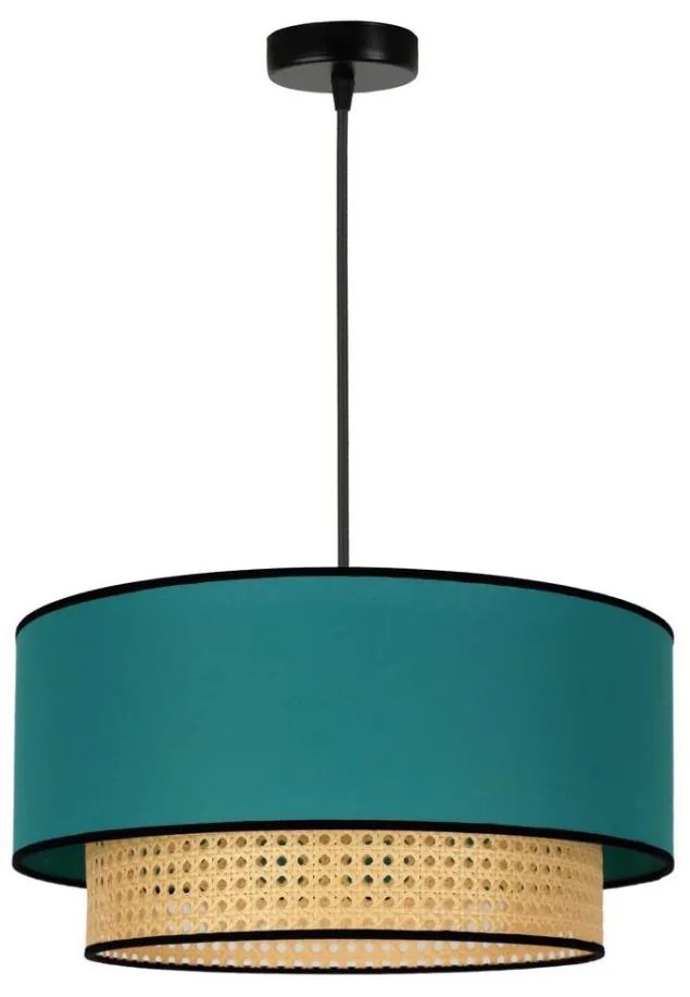 Duolla - Luster na lanku BOHO 1xE27/15W/230V pr. 45 cm tyrkysová/ratan