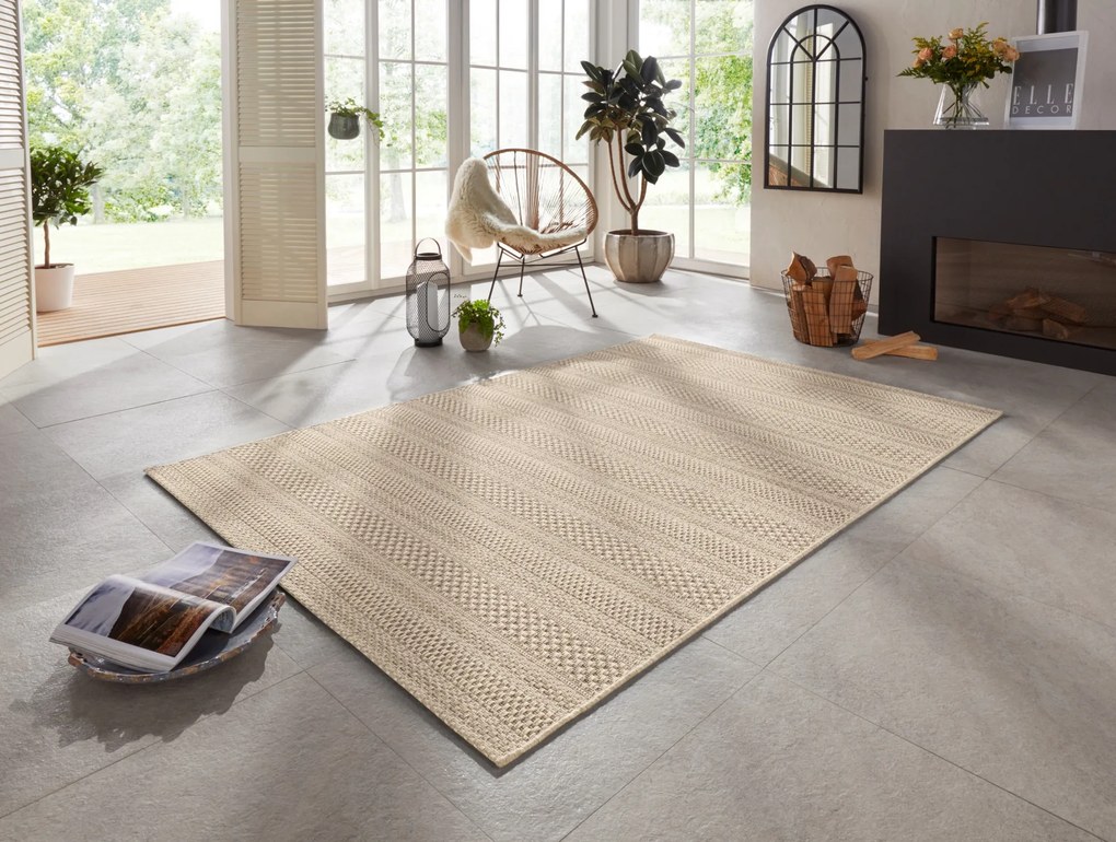 ELLE Decoration, Kusový koberec Brave 103612 Natural Brown z kolekcie Elle – na von aj na doma, 120x170, béžová, chodba / predsieň