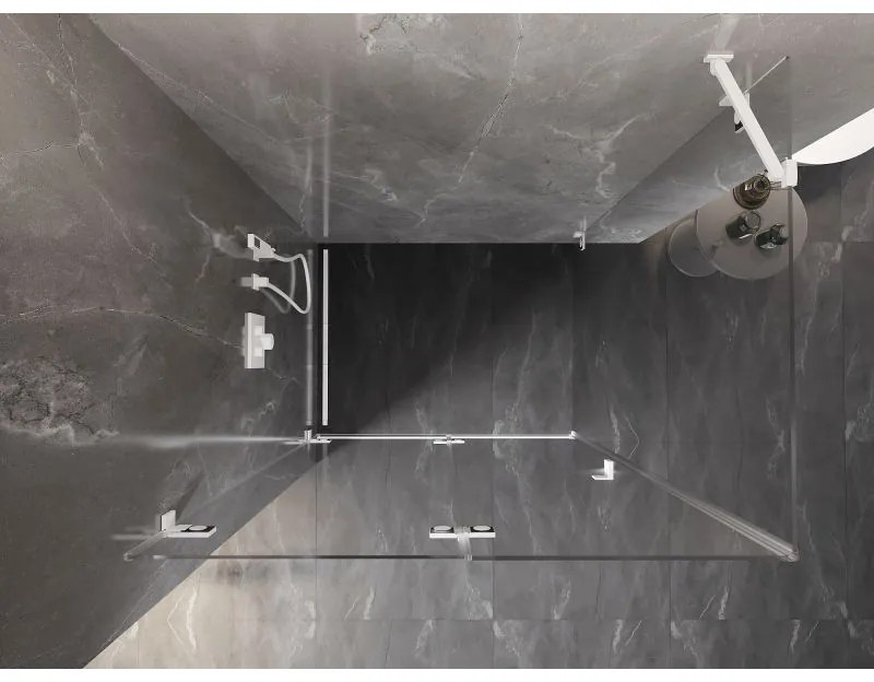 Mexen Lunar-F, skladací sprchový kút ľavý 90 x 80 cm, 8mm číre sklo, biely profil, 836-090-080-20-00-L